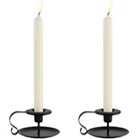 Los mejores  - GoMaihe Candelabros de Hierro Negro Retro 2pcs- 11x6cm Candelabro de Una Cabeza con Asa Candelabro de Arte- Candelabro…